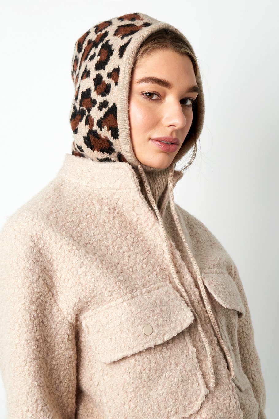 Sturmhaube mit Leopardenmuster - Beige Bild2